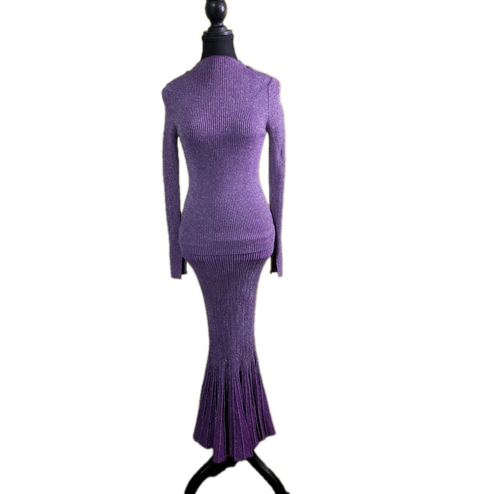 Unbranded Purple Metallic Knit Set Estimated XS/S Fairycore Whimsigoth Mermaid